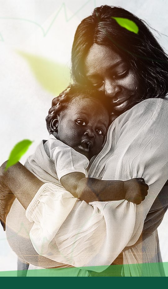A mother holding her child close, representing the families Ubuntu Ways supports
